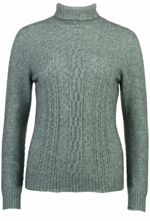 merino polo neck jersey with lace detail