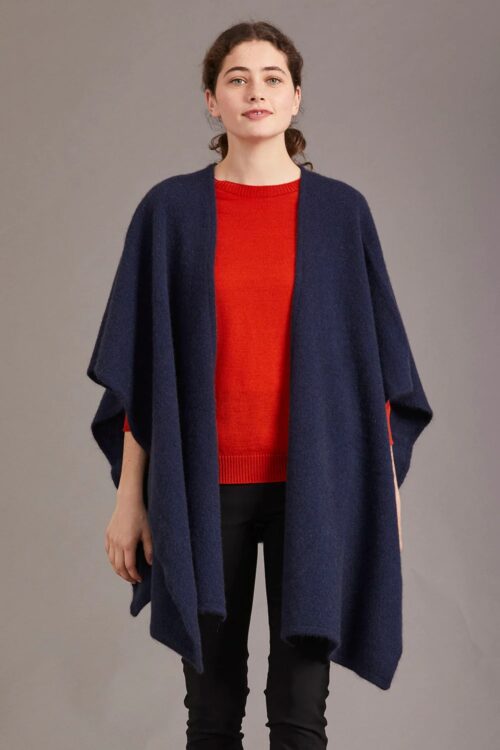 possum fur merino wool knitwear split front cape