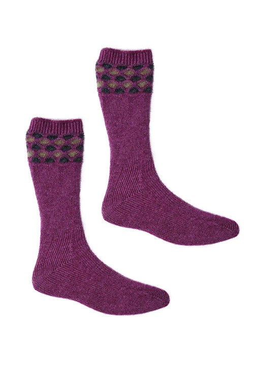 possum fur merino wool knitwear wave trim sock