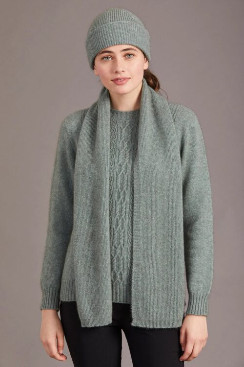 possum fur merino wool knitwear fine rib scarf