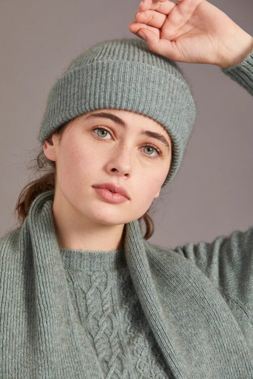 possum fur merino wool knitwear fine rib hat