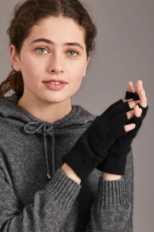 possum fur merino wool knitwear open fingerless gloves