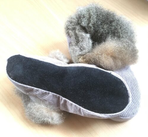 possum fur moccasin slippers with soft leather sole