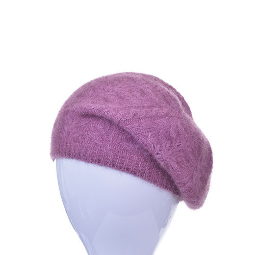 Beret pink on head