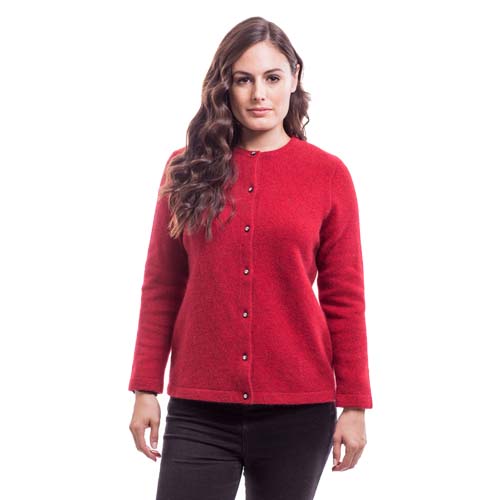 Button cardi red front