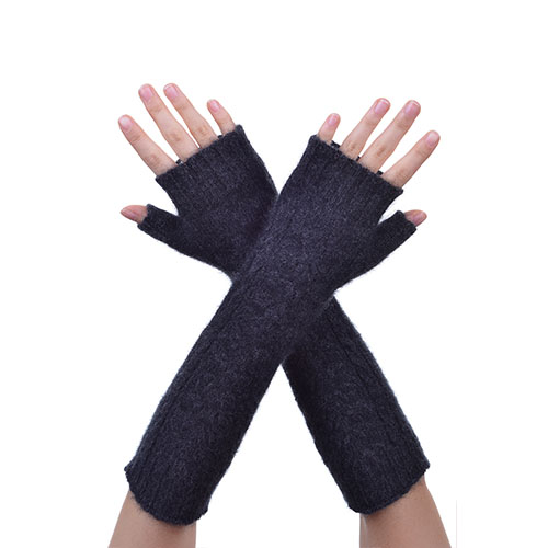 Black grey long gloves