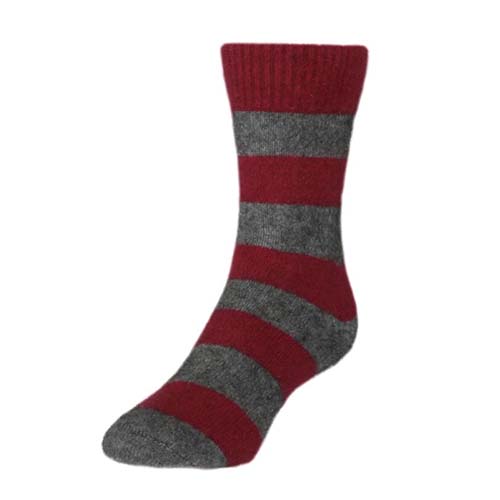 Merino sock red grey