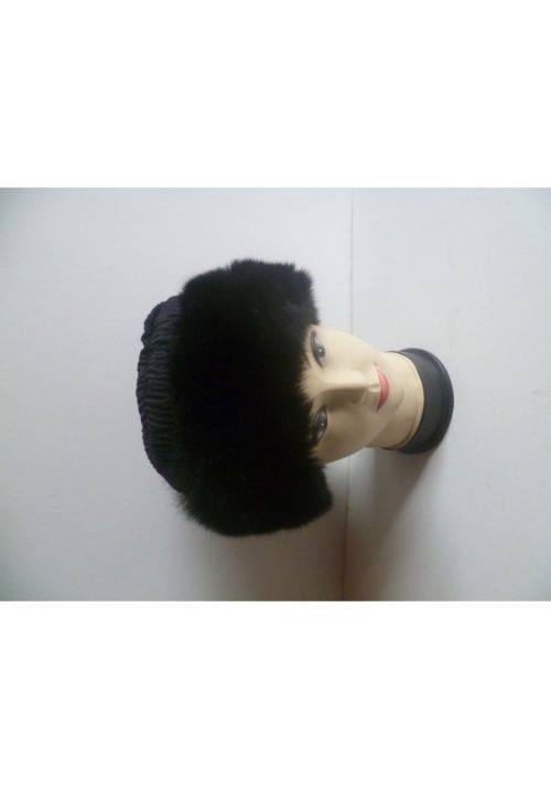 possum fur dyed black pillbox trim hat