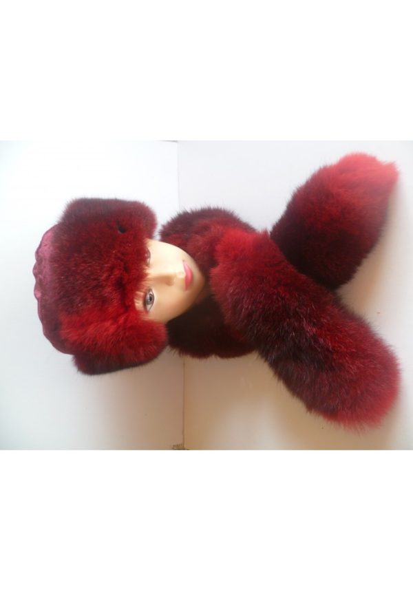 possum fur hat scarf dyed red