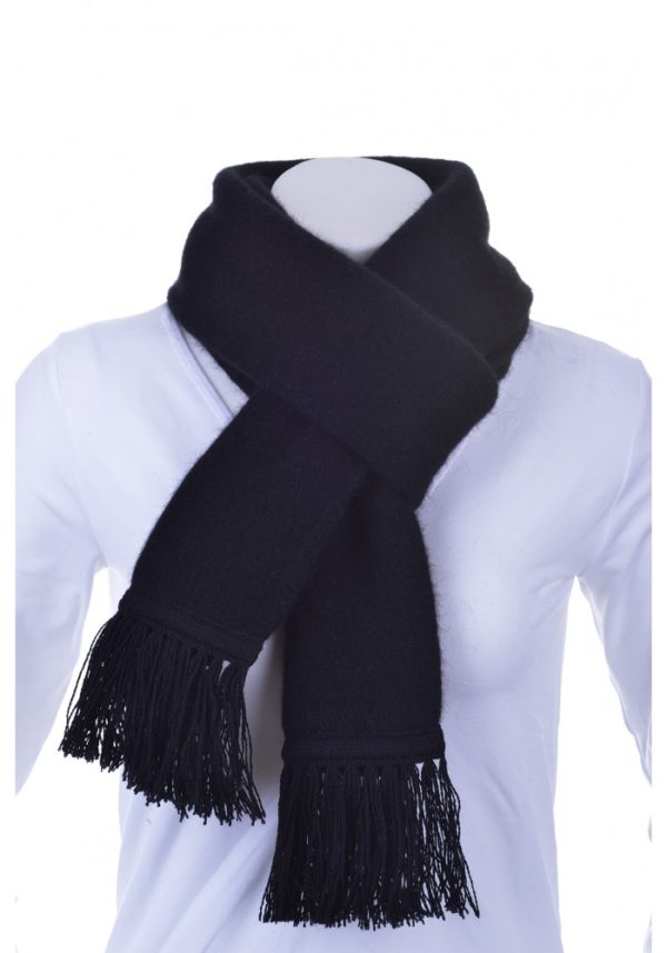 possum fur merino wool knitwear plain tubular scarf black