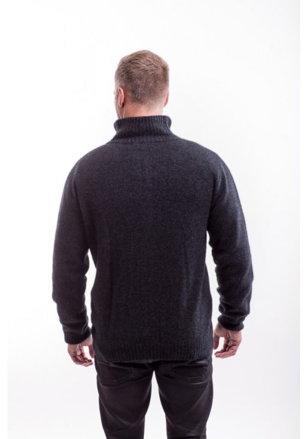 possum fur merino wool knitwear rib front jacket men charcoal 3 1