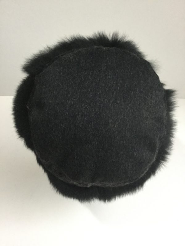 top of black fur trim hat