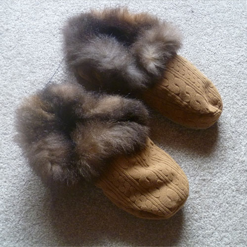 Beige possum slippers