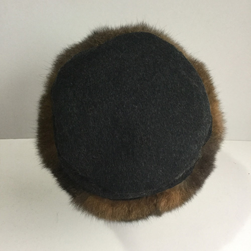 brown fur top black hat